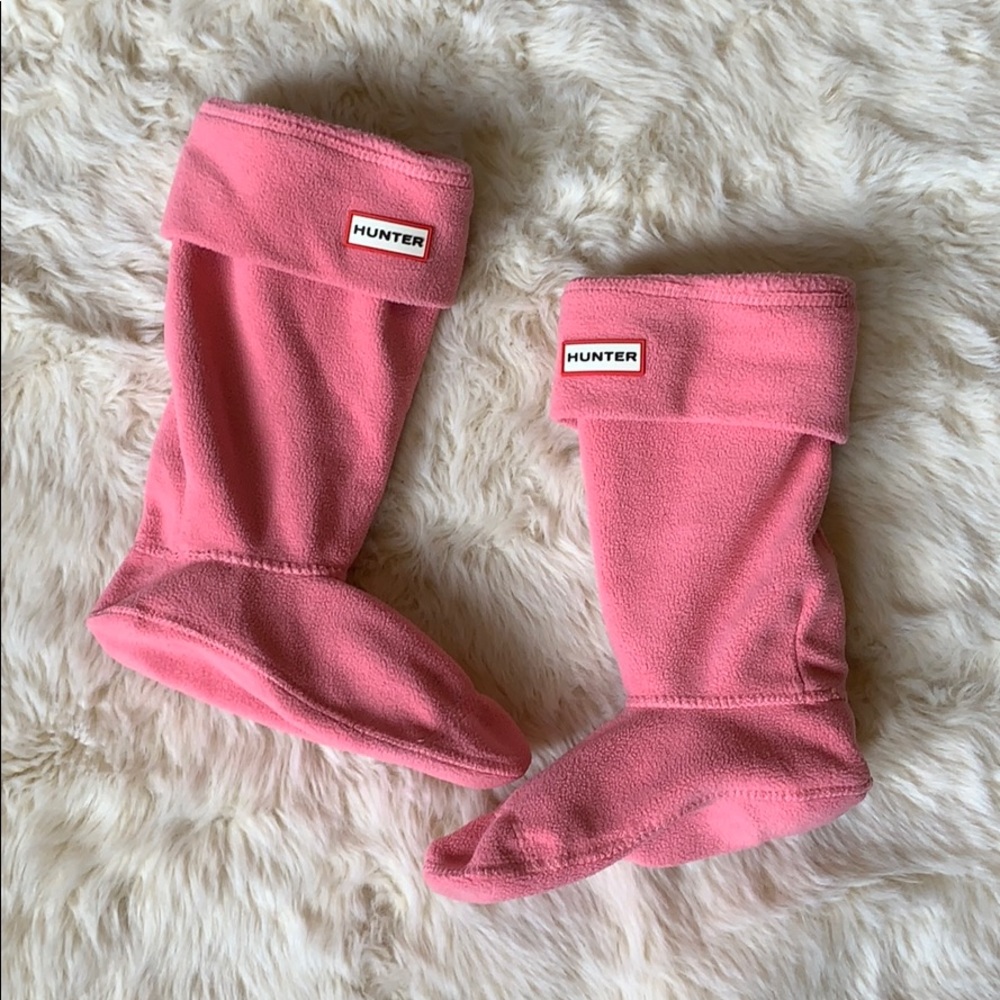 Hunter pink fleece boot socks liners kids XL